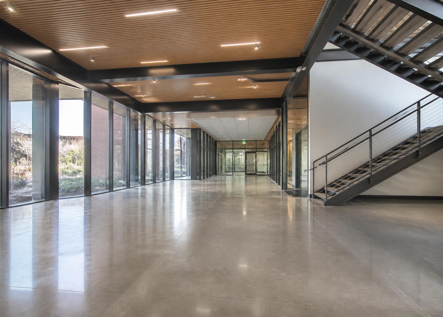 Newly completed building interior cleaned for handover