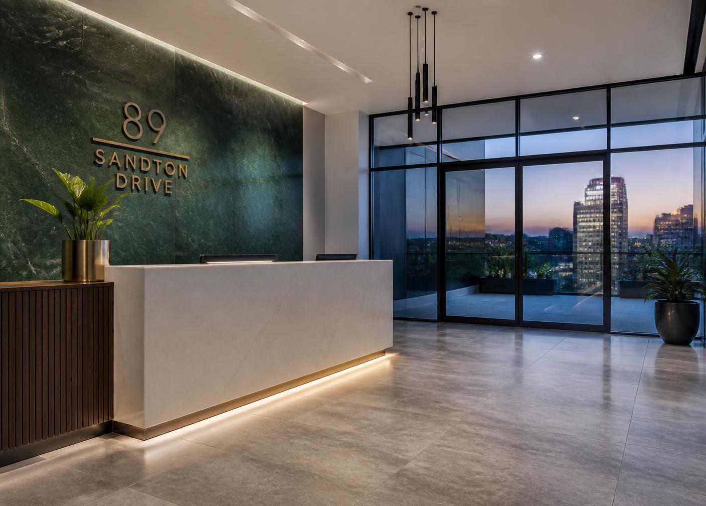 Immaculate corporate reception in a Johannesburg office building